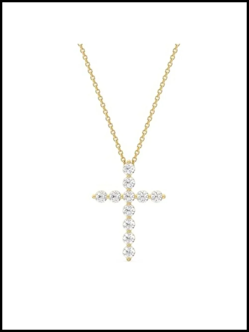 1/2-1 ct Lab Grown Diamond Cross Pendant Sterling Silver & 14KT Gold Plated
